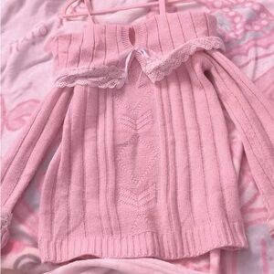 Pink Off-Shoulder Knit Sweater